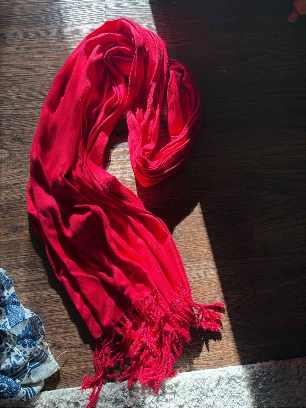 Red Lightweight Fringe Scarf - Women Accessories